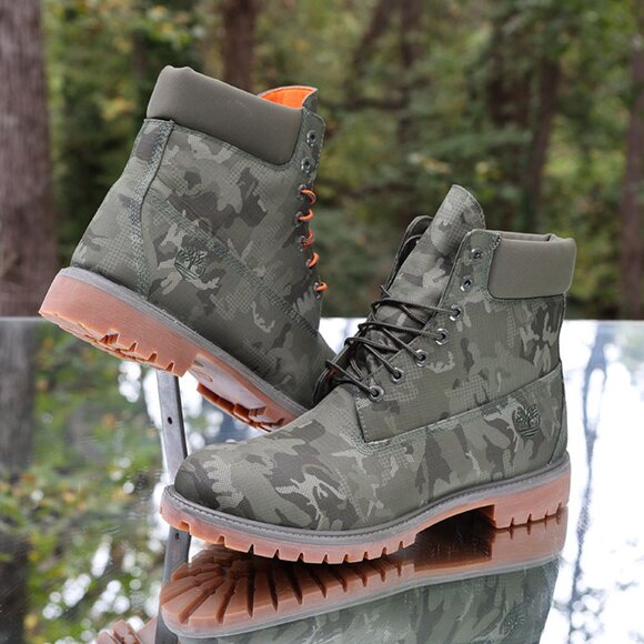 Timberland 6 Inch Premium Green Camouflage Boots - Picture 6 of 16